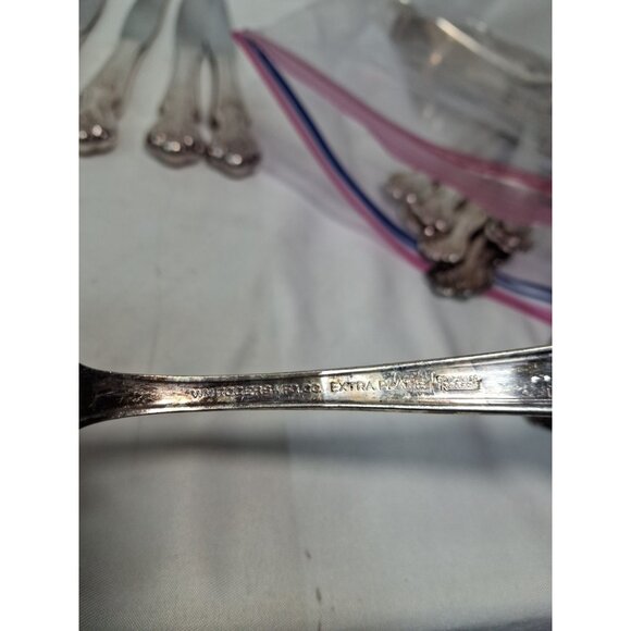 VTG 1950’s WM Rogers Co. Extra Plate Magnolia 53  Piece Silverware & Serving Set - Picture 10 of 12